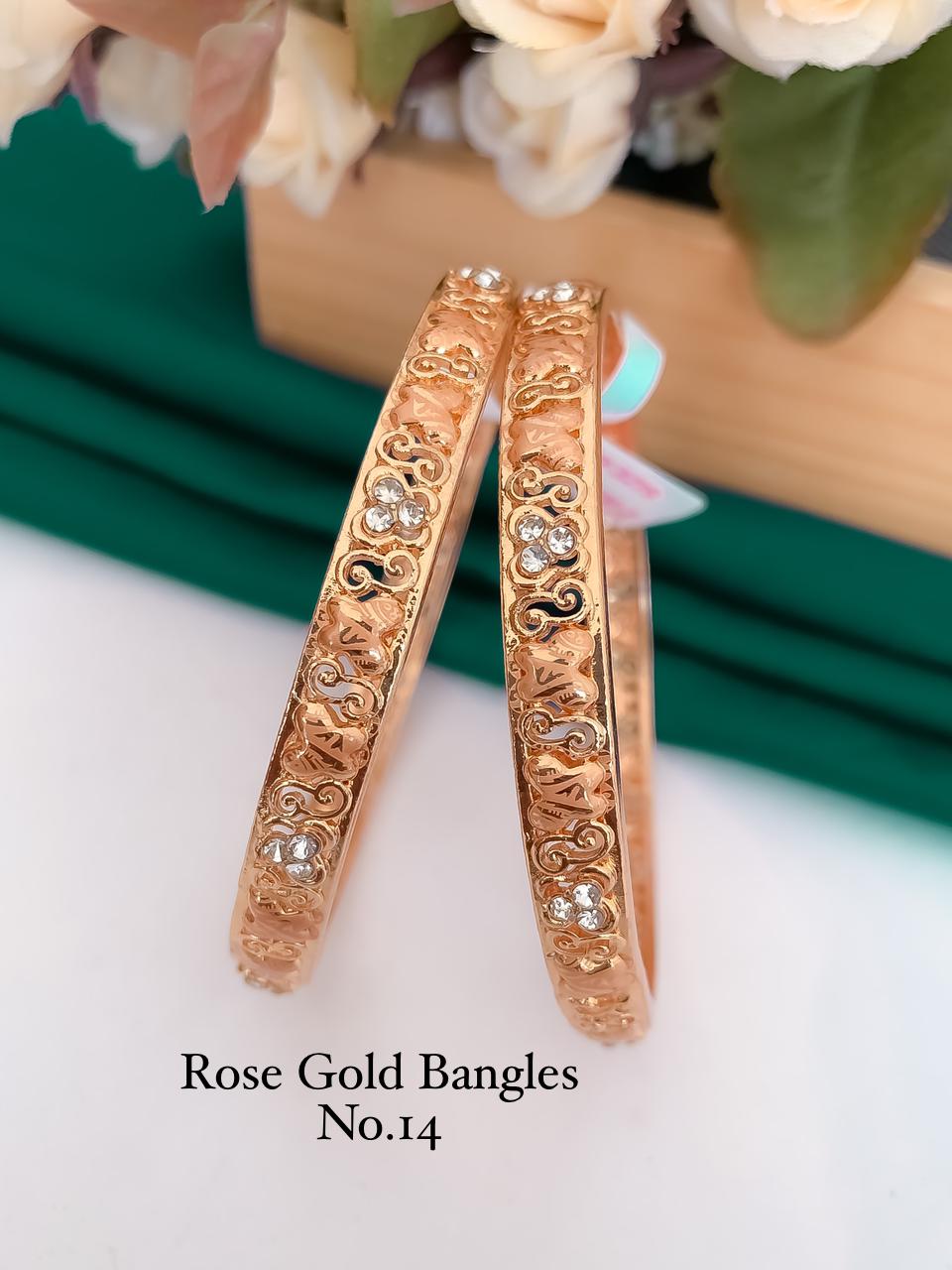 Rose Gold Fancy Designer Bangles 3 Wholesale Market In Surat
